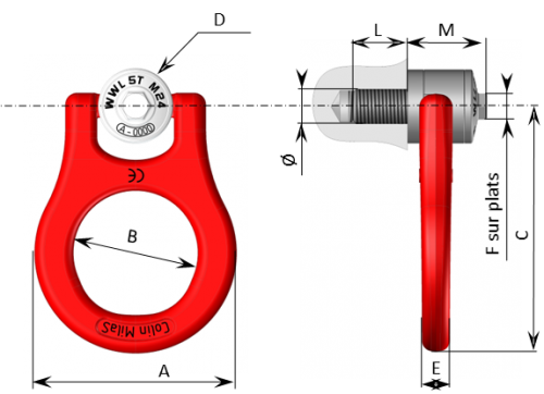 Schéma Anneau de levage double articulation