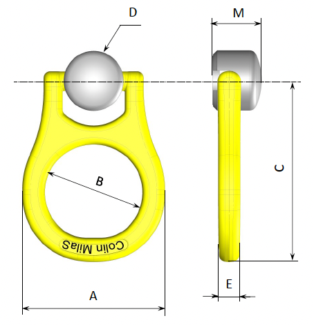 Schéma Anneau d'arrimage 180° soudable acier