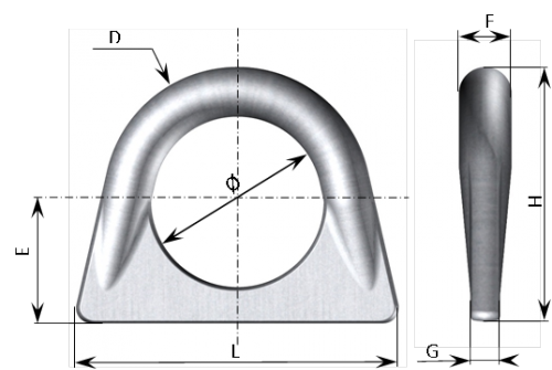 Schéma Anneau de levage  à souder  modèle H, acier inoxydable