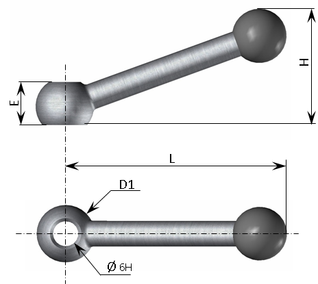 Schéma Poignée à boule DIN 6337